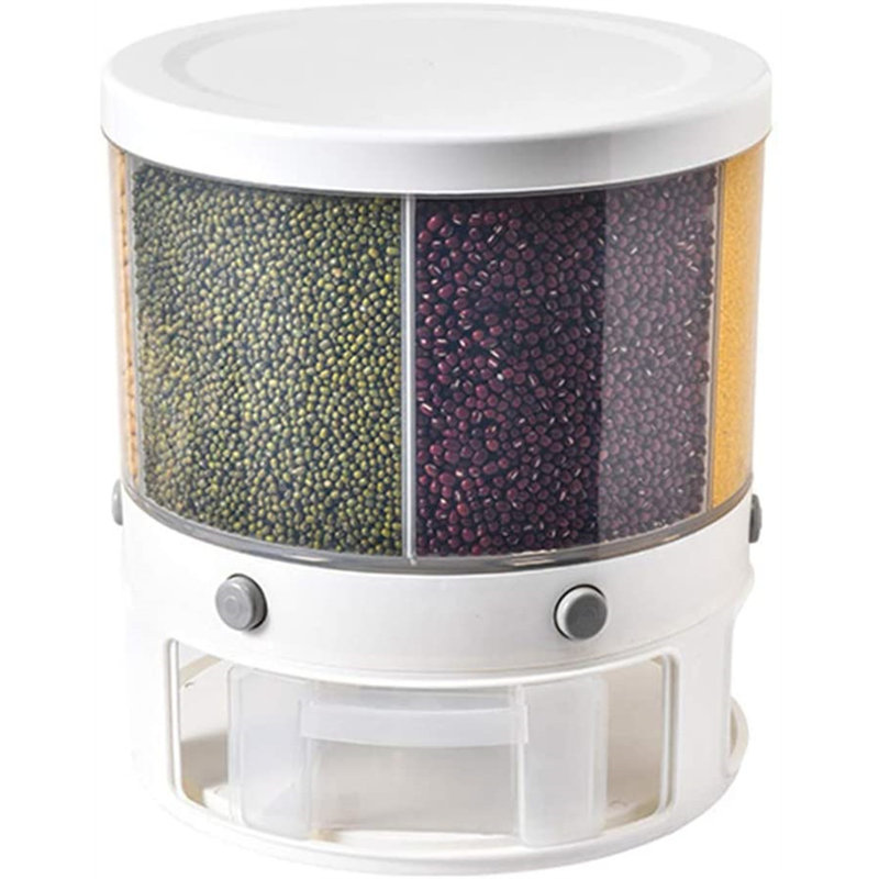 Prep & Savour Large Food Dispenser Rice Dispenser 6Grid Rice Bucket